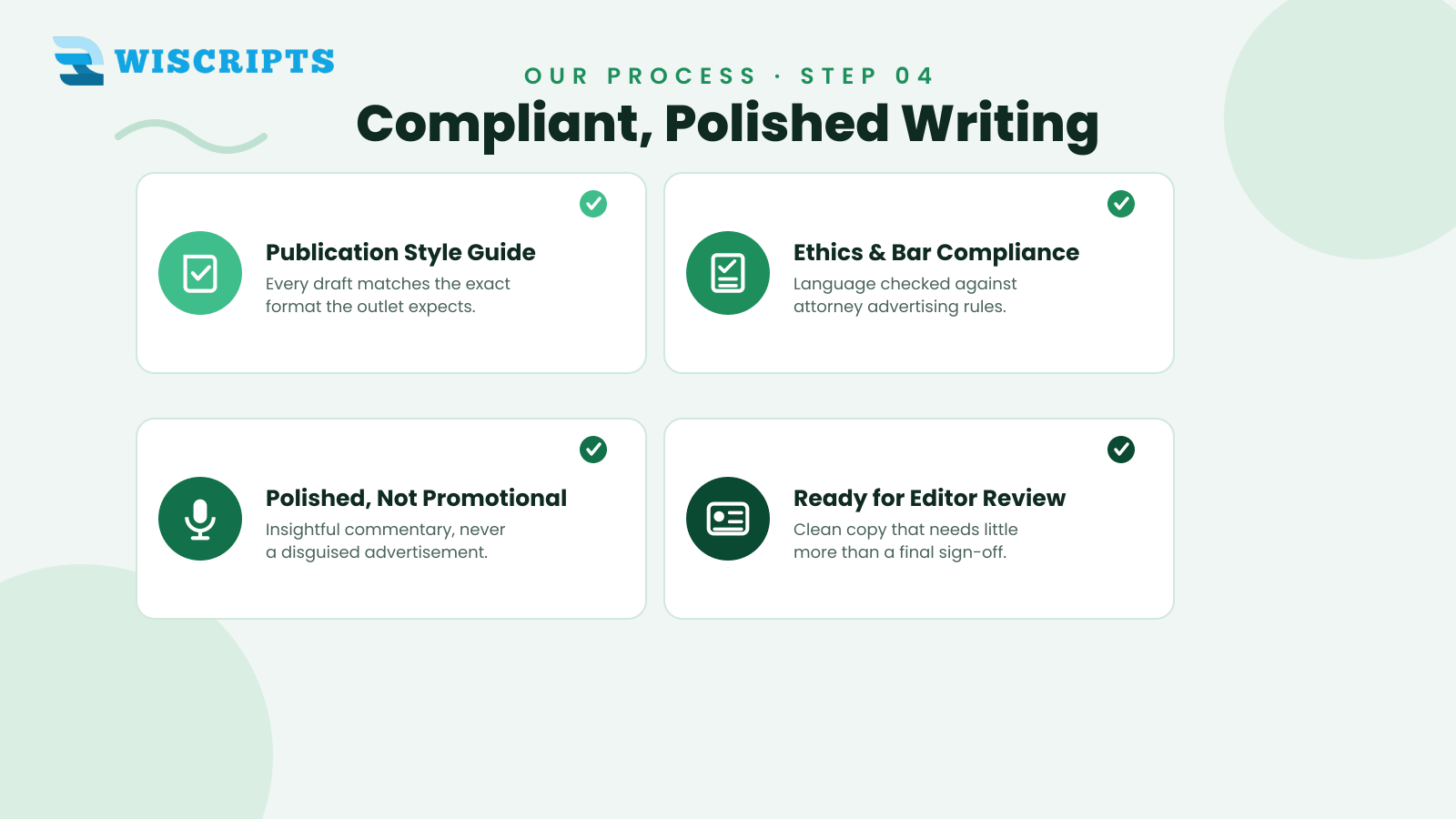Compliant, Polished Writing